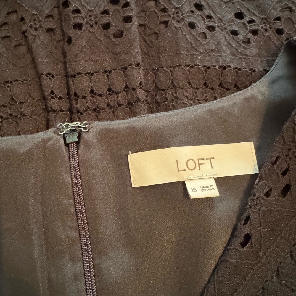 LOFT Black Eyelet Midi Dress - Picture 4 of 5